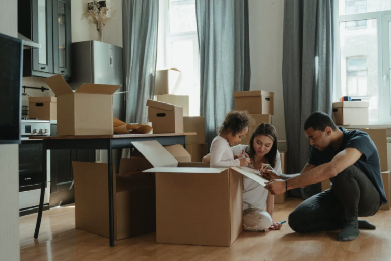 family packing and moving house in 2022