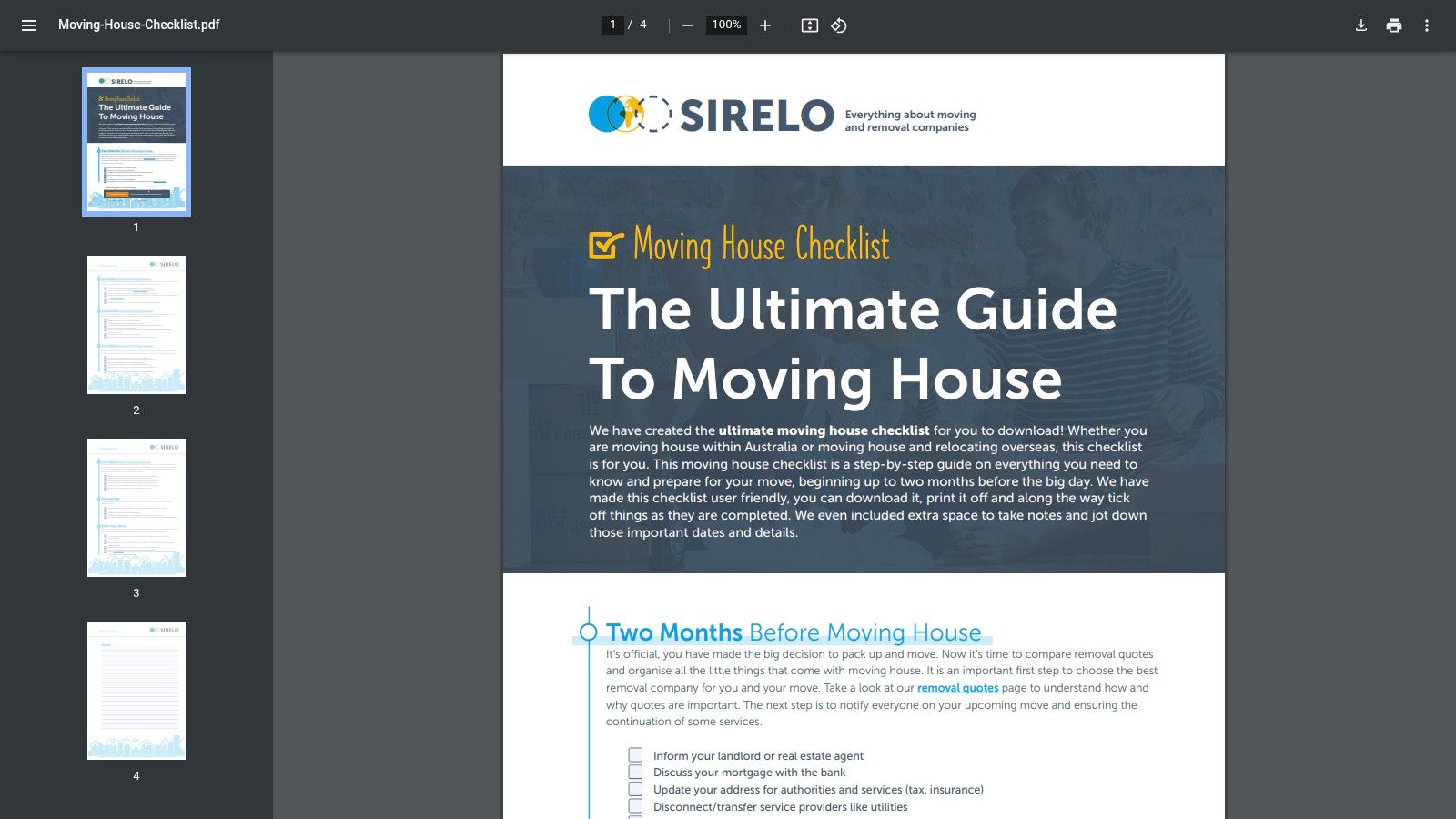 Sirelo Australia – Moving House Checklist