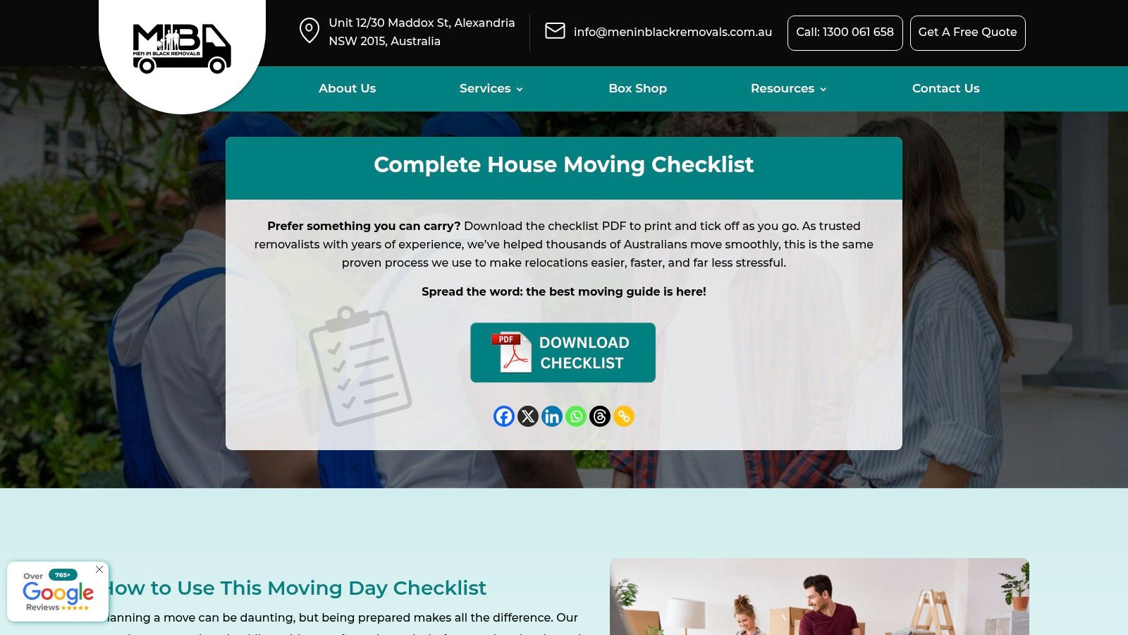 Men In Black Removals – Complete House Moving Checklist