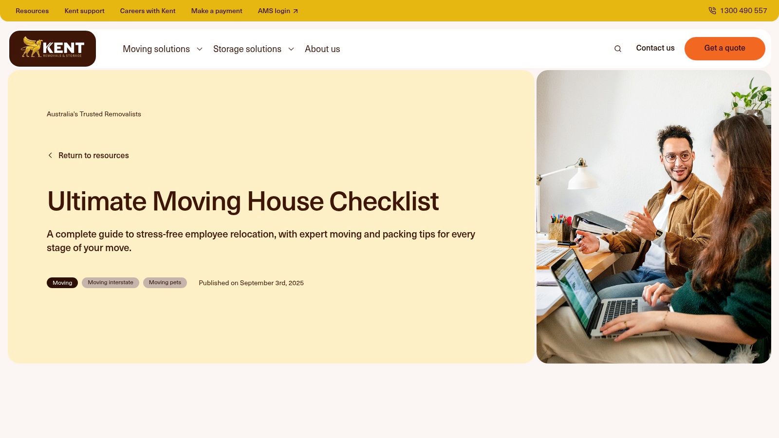 A person is shown planning their move with a checklist and laptop, exemplifying the use of a house move checklist PDF.