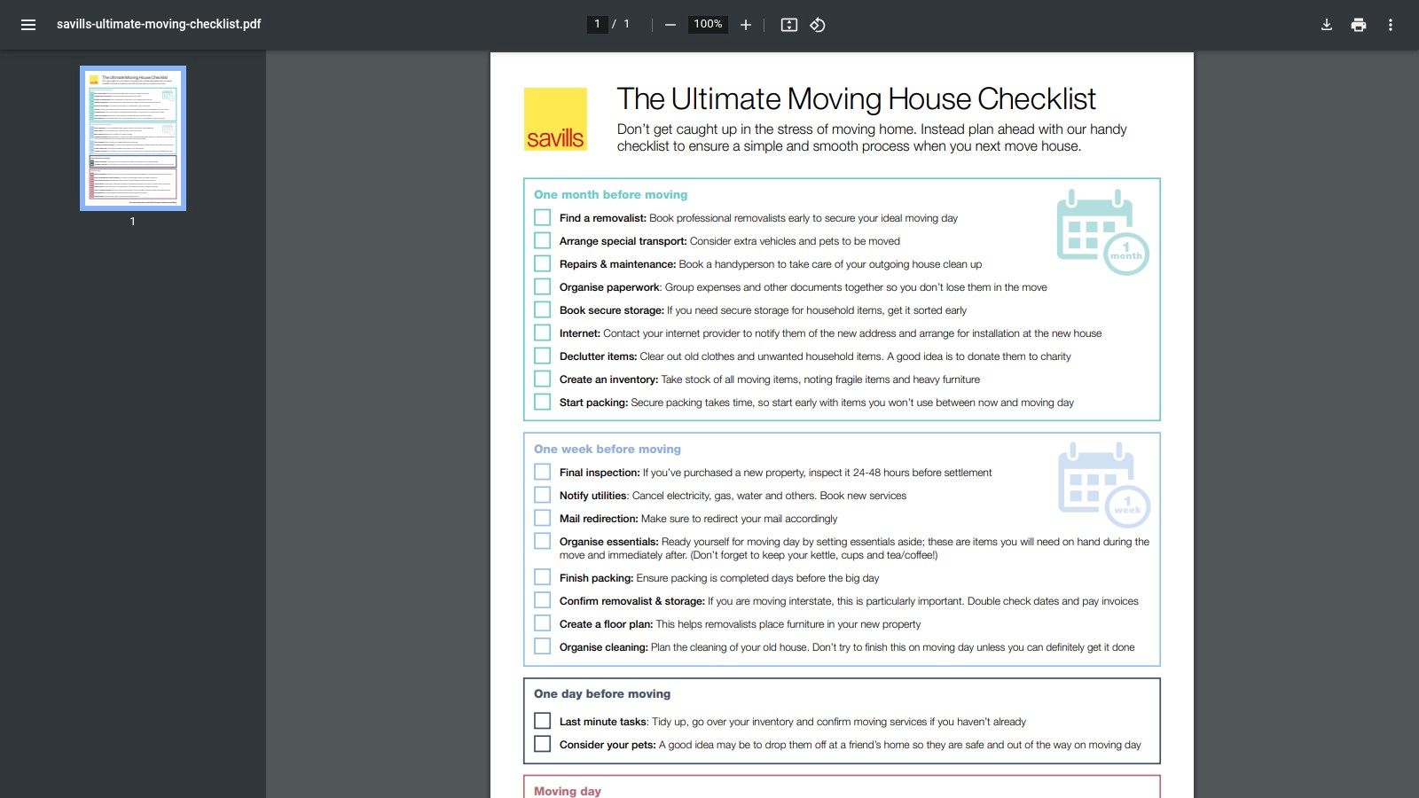 Savills Australia – Ultimate Moving House Checklist (PDF)