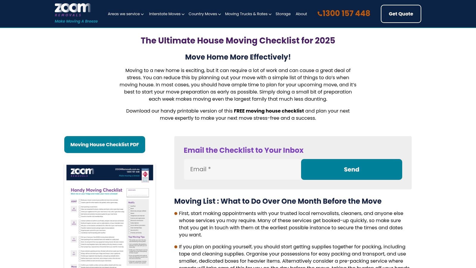 ZOOM Removals – Ultimate Moving House Checklist (PDF)