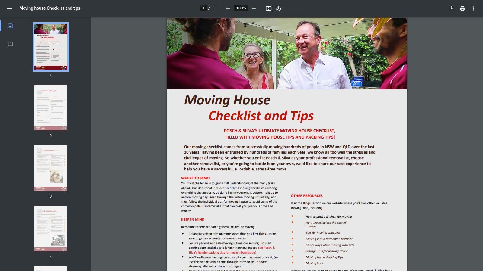 Posch & Silva – Ultimate Moving House Checklist (2025)