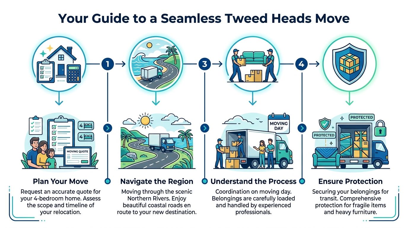 A step by step infographic guide for a seamless residential move in the Tweed Heads area.